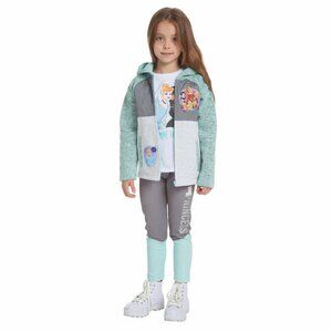 Disney Princess Kids 3-Piece Set, Fleece Jacket T-Shirt & Leggings Gray/Cream, 6
